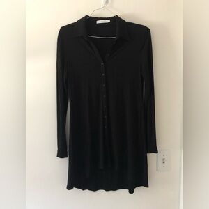 Anne Fontaine Melody Long Sleeve Button Up Dress in Black Viscose Size 40 FR